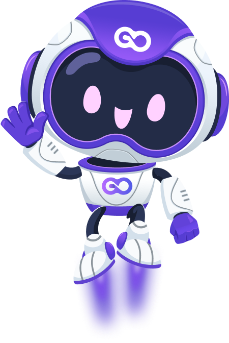 Ziggy, Grivio’s friendly robot mascot, waving